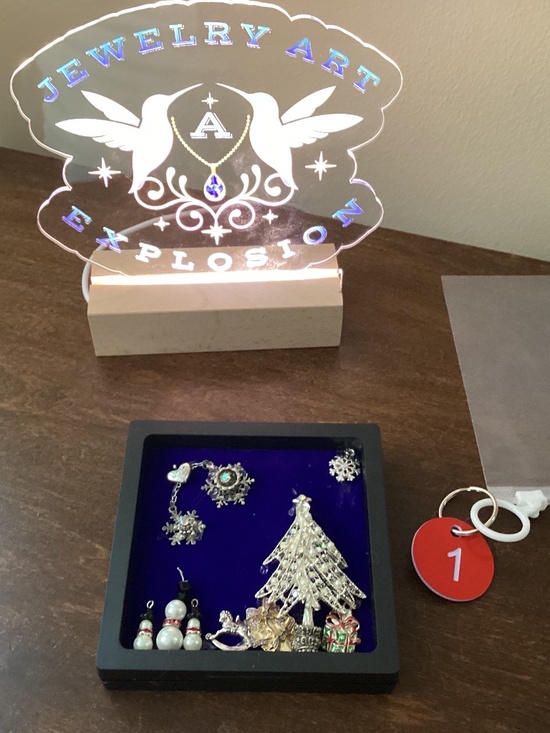 Handcrafted Other - Handcrafted Jewelry Christmas tree silver tone angel reversible framed art